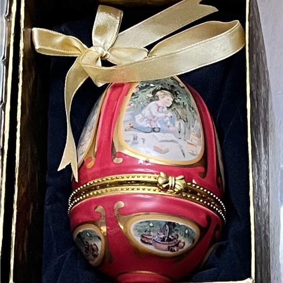 Christmas Valerie Parr Hill Musical Trinket Box Egg Ornaments SET OF 5!!! - Picture 4 of 6